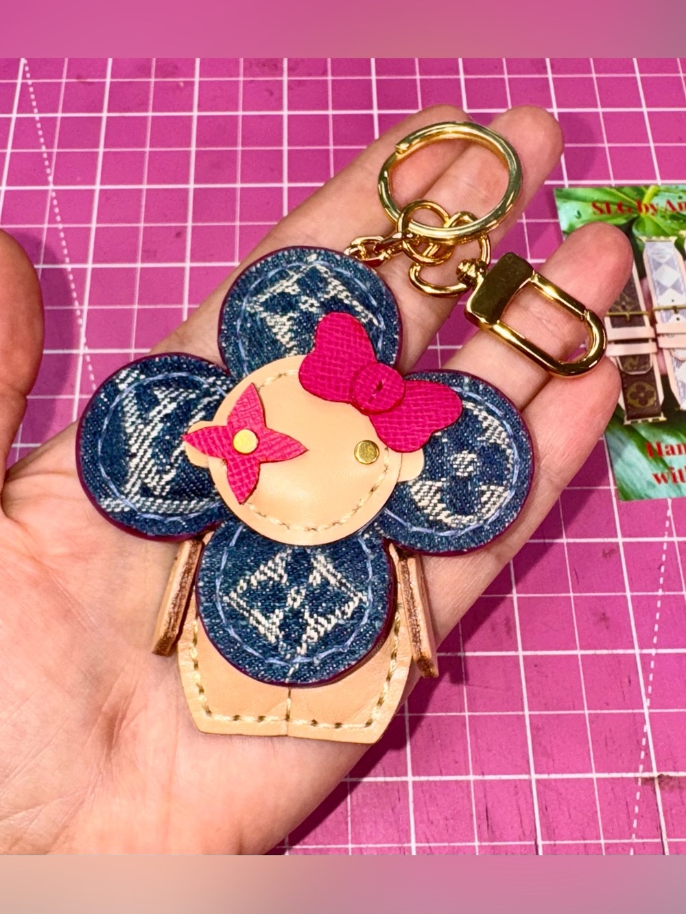 Denim Puffy Vivienne Doll bag charm Custom Handmade